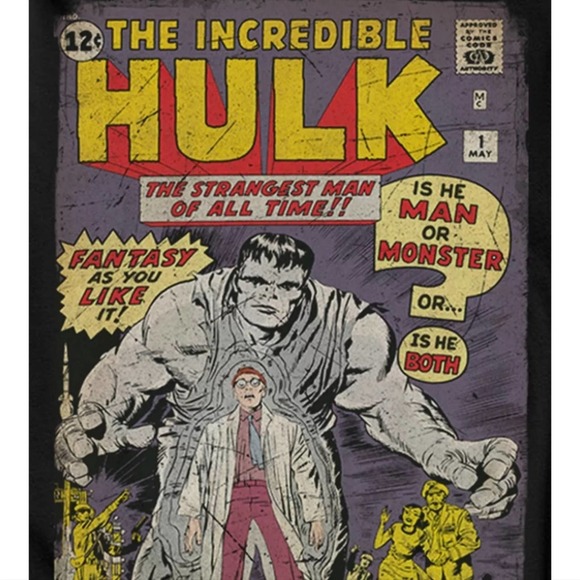 Incredible Hulk Large Black Vintage Comic Long Sleeve Tee - Picture 2 of 9